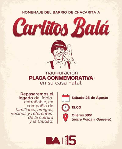 Placa homenaje a Carlitos Bala